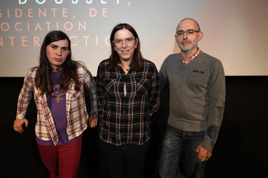 Cloé Morisset, porte-parole, Pauline Dousset, co-présidente de l'association Trans Inter Action et Stéphane Corbin, activiste LGBT.©DR