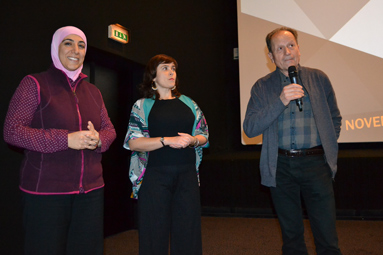 Samah Jabr, psychiatre, psychothérapeute, Alexandra Dols, réalisatrice et Jean-Paul Roche, vice-président de l'association AFPS.©DR